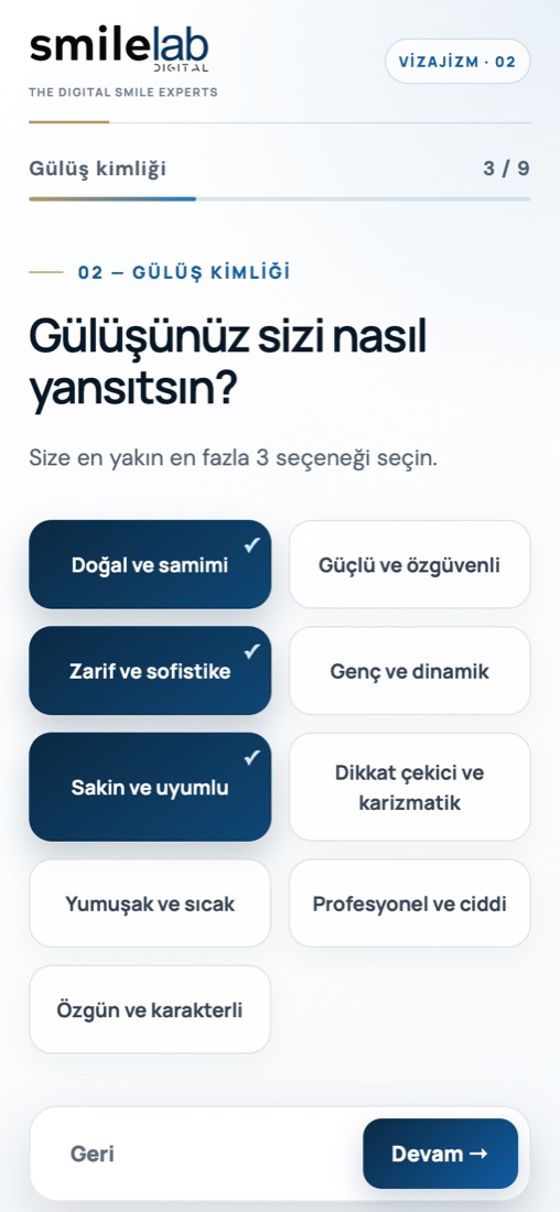 Vizajizm uygulaması: gülüş kimliği seçimi